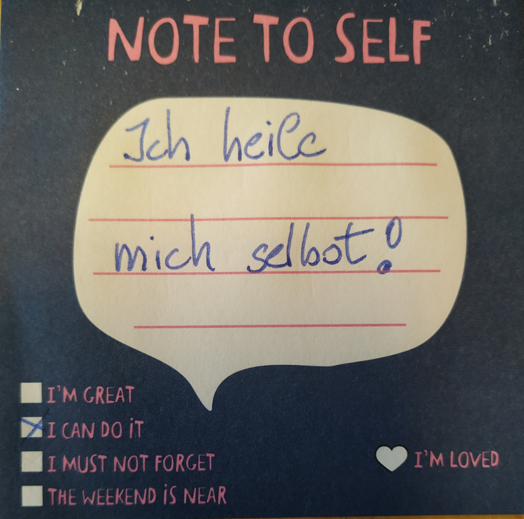 Notizzettel: Ich heile mich selbst