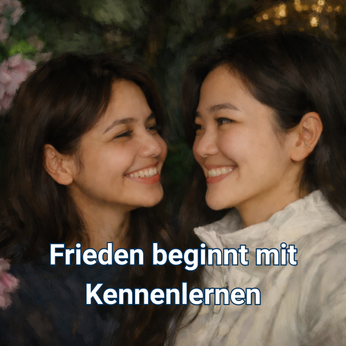 Mit KI verfremdetes Selfie von meiner Tochter und ihrer japanischen Freundin