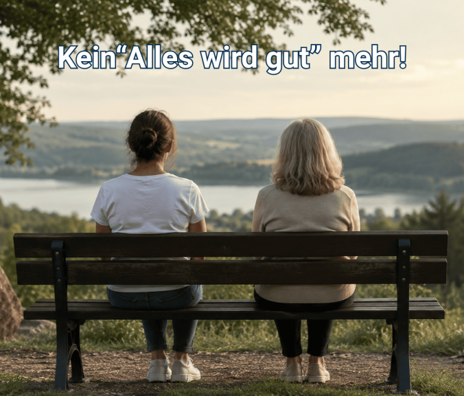 2 Frauen sitzen ruhig nebeneinander