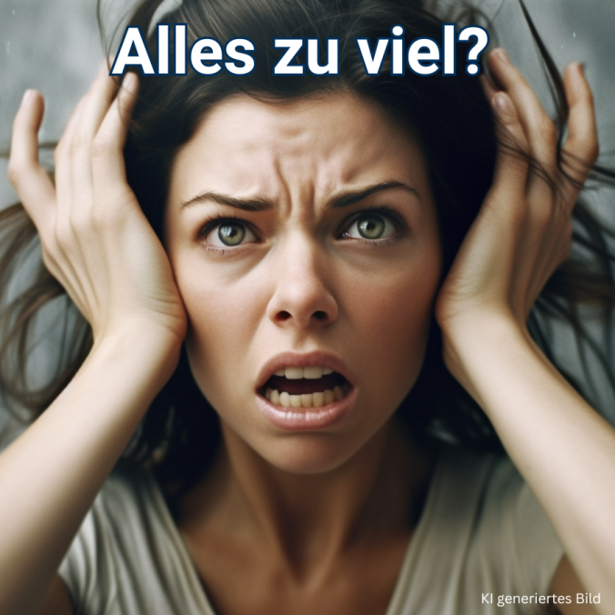 KI generiertes Bild eine Frau hät sich die Ohren zu.